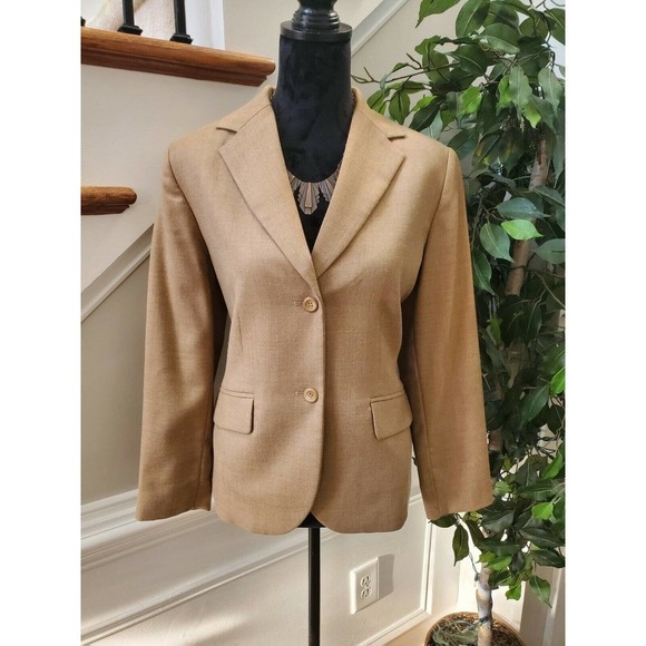 Pendleton Women's Tan Wool Two Buttons Single Breasted Fitted Blazer Size 10 - Picture 1 of 12